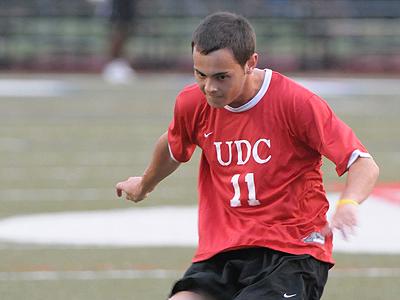 Adriel Garcia preparing to take a shot  at the goal.