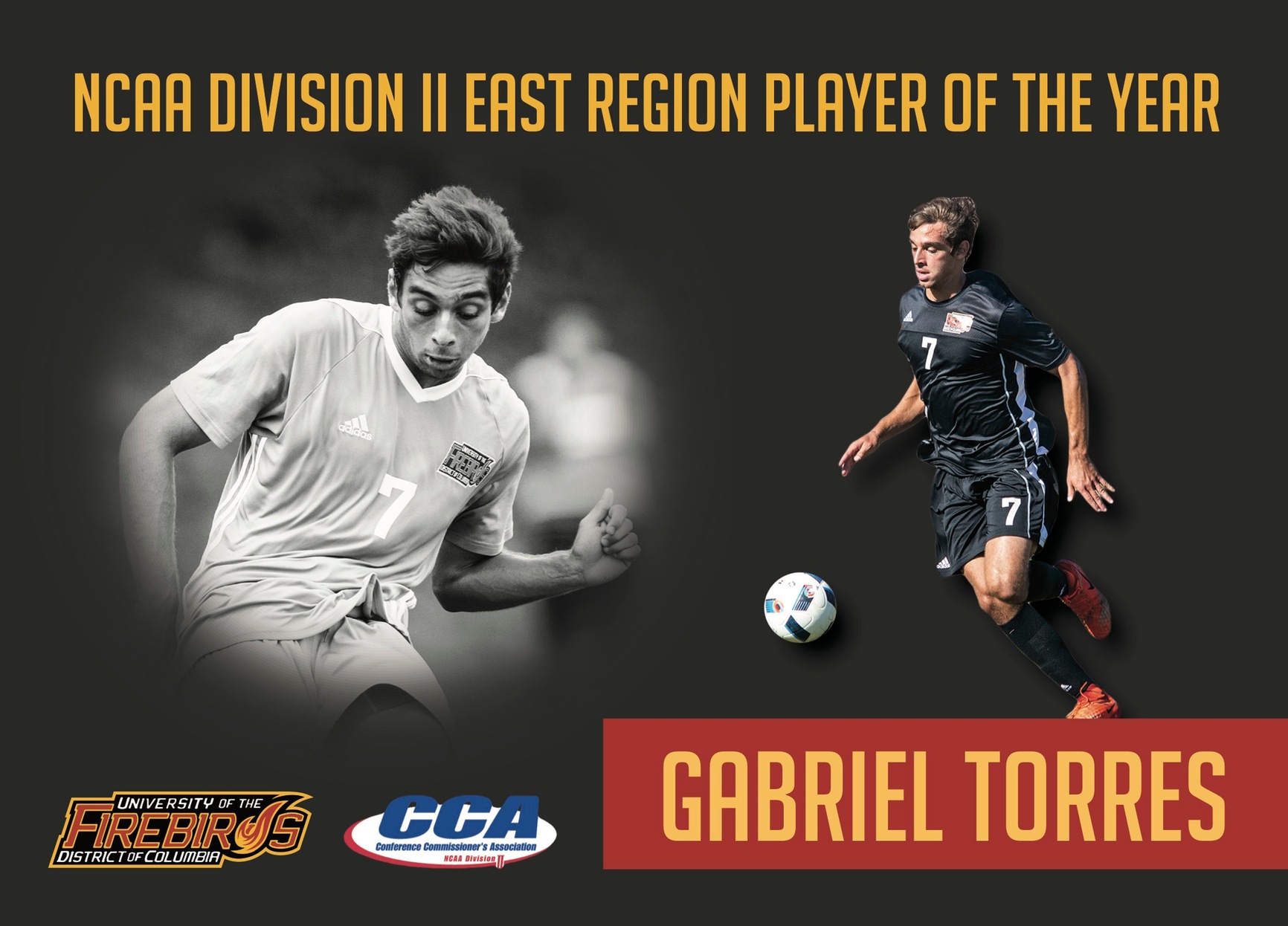 Gabriel Torres Named 2017 NCAA Division II Conference Commissioner&rsquo;s Association East Region Player of the Year