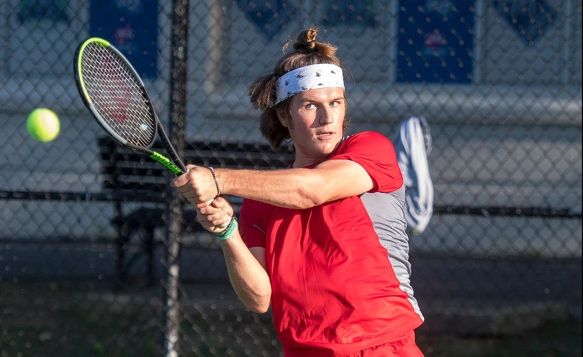 Kalchev was involved in a closely fought doubles match.