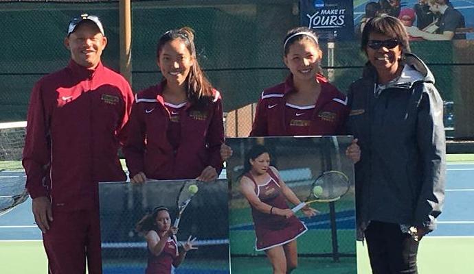 Seniors Peerada Looareesuwan (left) and Laura Rojas (right) were honored before the match.