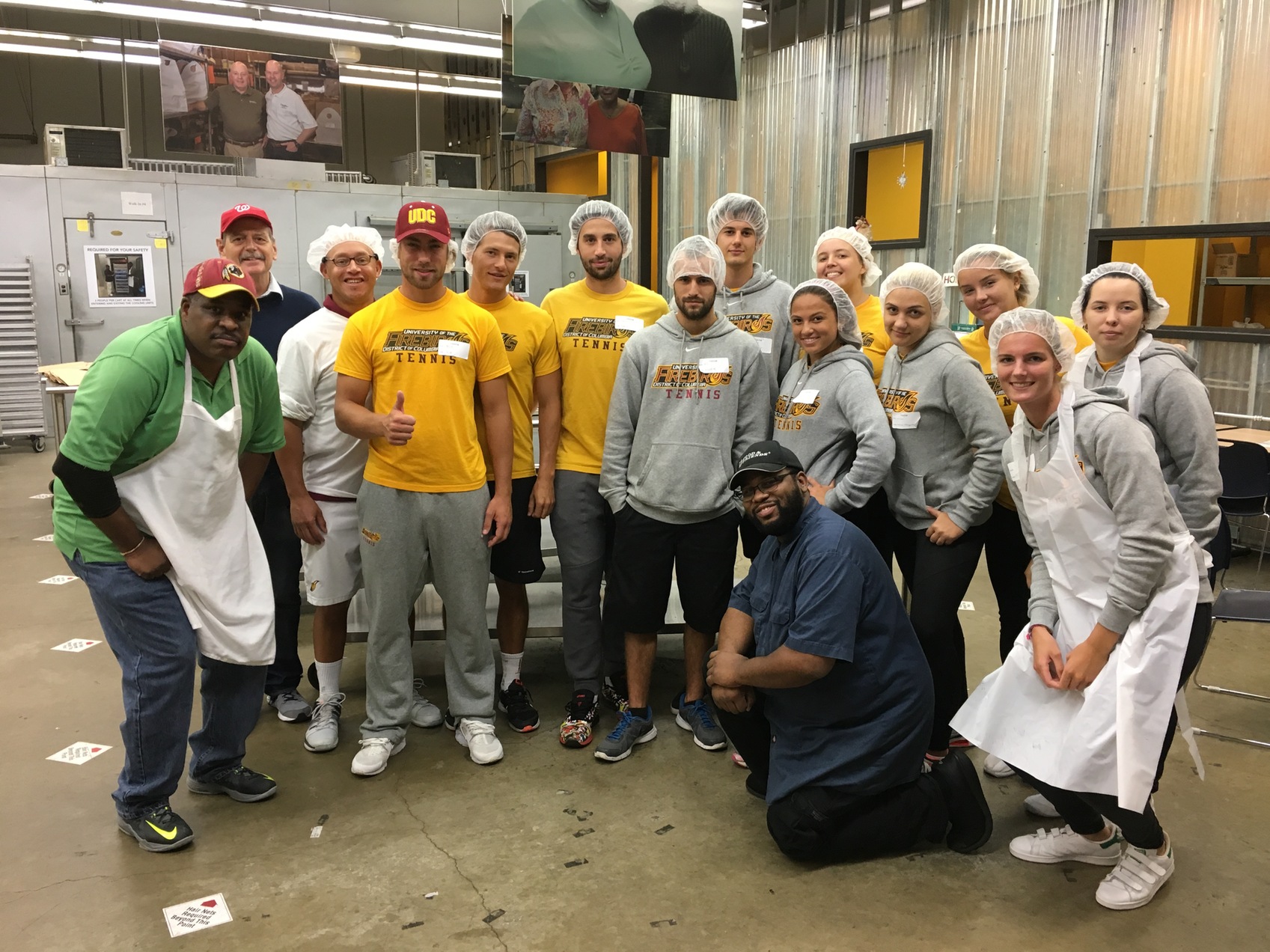 Members of the UDC men's and women's tennis team volunteered three hours at Food & Friends DC.