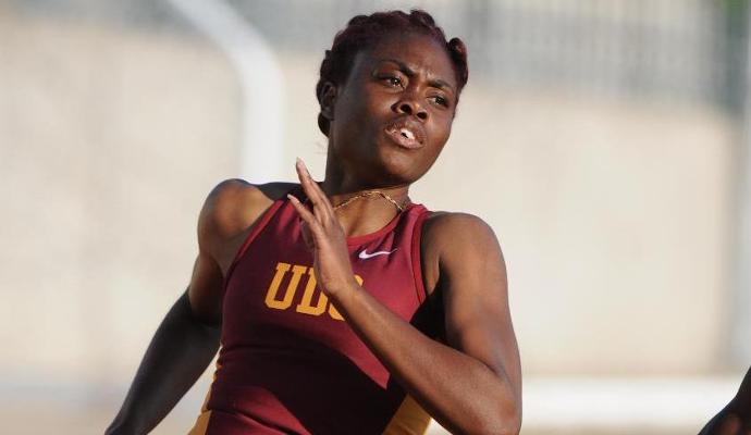 Kimoy Mais ran a solid 3rd leg to keep UDC in contention in the 4x400M Relay.