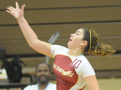 Mirella Nunes had a match-high 15 kills and 11 service aces against Washington Adventist