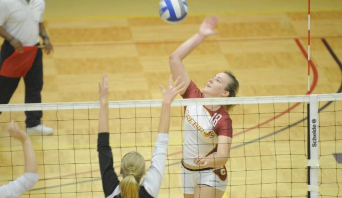 Freshman Jazmin Rogers had team-highs of nine kills, four service aces and 16 digs.